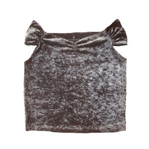 American Eagle AEO Green Velvet Off Shoulder Top